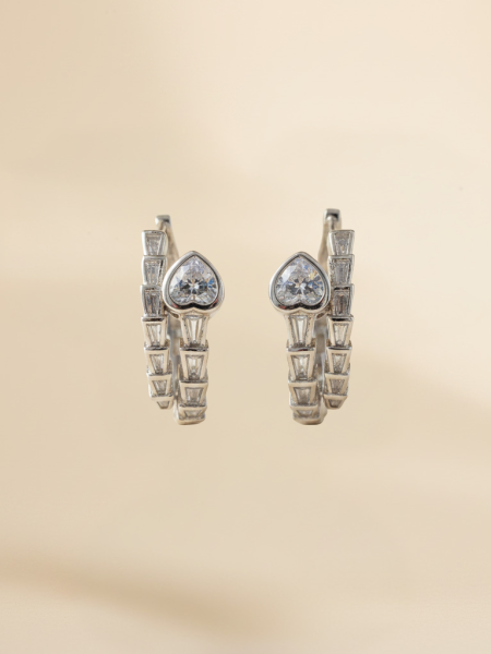 Heart Baguette Hoop Earrings